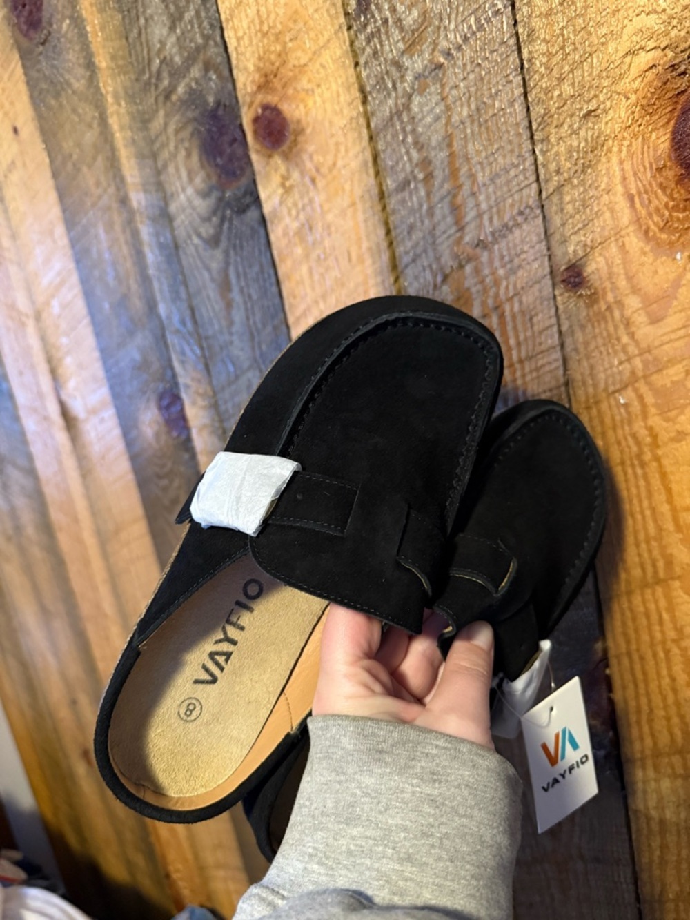 Vayfro Black Suede Slip-On Loafers for Women